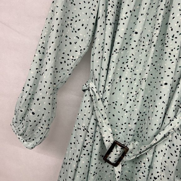 NEW XS Speckled Ann Taylor Flecked Belted Flare Dress Spring Dew Mint Green 0-2 - Picture 5 of 6